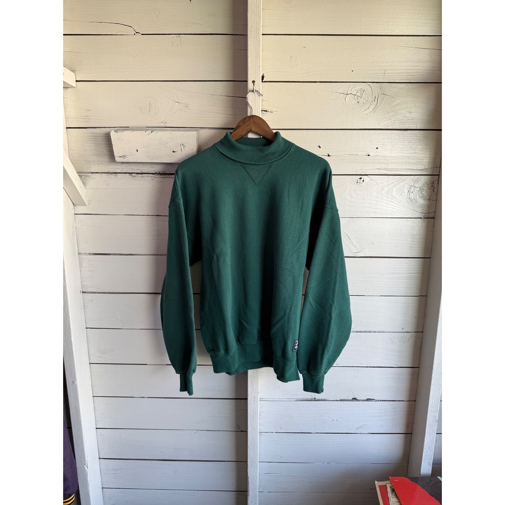 Vintage Russell Athletic Mock Neck Sweatshirt Green XL Made in USA Pullover